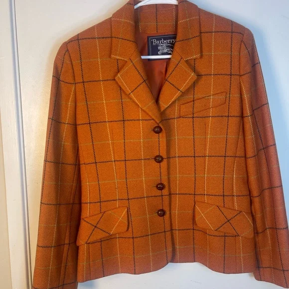 Burberry Orange Checkered Blazer - Picture 3 of 16